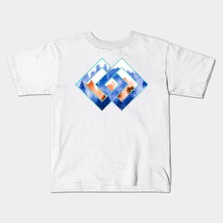 Geometric Forest - Blue and Orange Kids T-Shirt